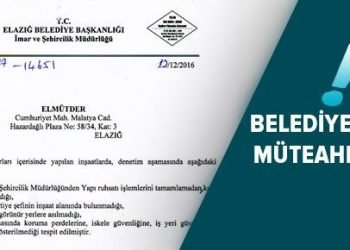 Elazığ Belediyesi Tarafından Müteahhitlerimizde Görülen Eksikler Listesi