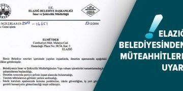 Elazığ Belediyesi Tarafından Müteahhitlerimizde Görülen Eksikler Listesi