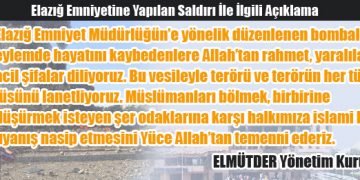 Elazığ Emniyet Müdürlüğüne Yönelik Gerçekleştirilen Bombalı Saldırı İle İlgili Açıklama